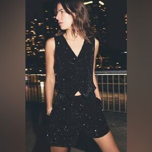 Elegant Black  Zara Sequin shorts. Size M . Holiday ready!